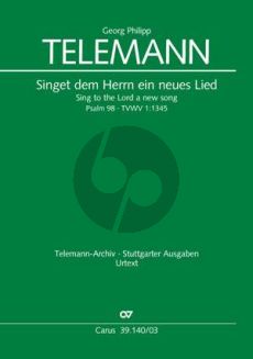 Telemann Singet dem Herrn ein neues Lied TWV 1:1345 (Psalm 98) SATB soli-SATB-Orchester Klavierauszug