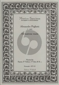 Poglietti Ad matrem venite (Motet) Sopran-2 Violinen- 3 Violen und Bc (Part./Stimmen) (Konrad Ruhland)