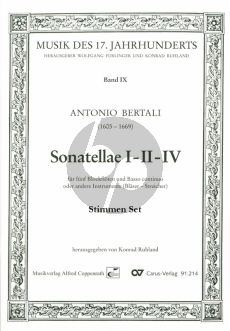Bertali Sonatellae I-II-IV fur 5 Blockfloten (oder andere Instrumente Blaser-Streicher) und Bc Stimmen (Herausgegeben von Konrad Ruhland)
