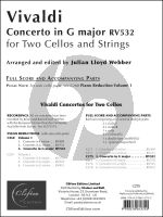 Vivaldi Concerto in G-Major RV 532 for 2 Violoncellos and Orchestra Score and Parts (arranged and edited by Julian Lloyd Webber) (Grades 6–8)