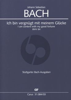 Bach Kantate BWV 84 Ich bin vergnugt mit meinem Glucke (Klavierauszug von Paul Horn) (deutsch/englisch)