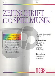 Telemann 4 Duette Sopran- und Altblockflöte (Grete Zahn)