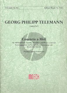 Telemann Konzert a-moll TWV 52:a1 Altblockflöte-Gambe-Streicher-Bc (Partitur/Stimmen) (Hechler)