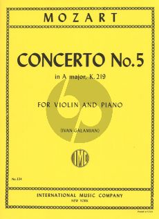 Mozart Concerto A-major No.5 KV 219 (Cadenzas by Joseph Joachim) (edited by Ivan Galamian) (IMC)