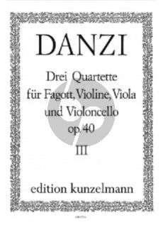 Danzi Quartett B-dur Op.40 No.3 Fagott, Violine, Viola und Violoncello (Stimmen) (Herausgegeben von Bernhard Pauler)