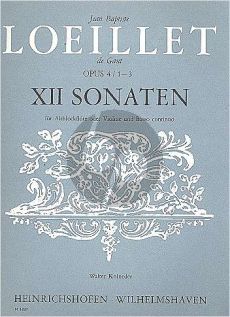 LOeillet 12 Sonaten Op.4 Vol.1 (No.1-3) Altblockflöte[Oboe/Violine]-Bc (Walter Kolneder)