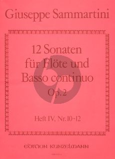 Sammartini 12 Sonaten Op.2 Vol.4 (No.10 - 12) Flöte-Bc (Istvan Mariassy)