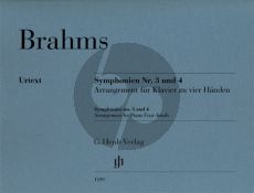 Brahms Symphonien No.3 und 4 (arr. Piano 4 Hds) (edited by Robert Pascall) (fingering by Andreas Groethuysen) (Henle-Urtext)