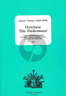 Strauss Fledermaus Ouverture Windensemble (2 Fl-2 Ob-2 Clar- 2 Hrns and 2 Bsns) and Double Bass (arranged by Bastiaan Blomhert) (Score/Parts)