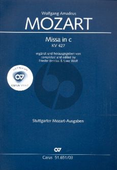 Mozart Mass c-minor KV 427 Soli-Choir-Orch. Vocal Score (completed and edited by Frieder Bernius & Uwe Wolf)