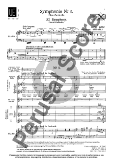 Mahler Symphony No.3 D minor Alto Solo, Female Choir, Childrens Choir and Piano (Choralscore with Piano)