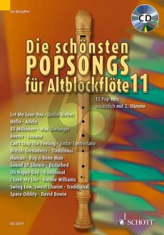 Die schönsten Popsongs für Alt-Blockflöte Vol.11 12 Pop-Hits (Bk-Cd) (arr. Uwe Bye)