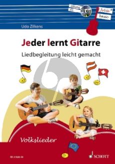 Zilkens Jeder lernt Gitarre (Liedbegleitung leicht gemacht) Volkslieder (Bk-Cd)