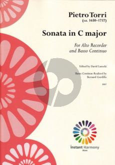 Torri Sonata in C-Major Alto Recorder-Bc (Edited by David Lasocki)
