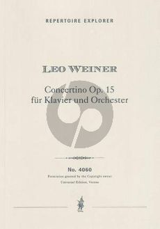 Weiner Concertino Op.15 Piano and Orchestra (Study Score)