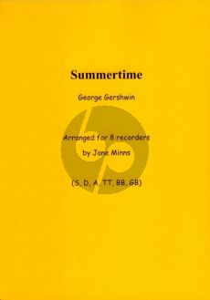 Gershwin Summertime for 8 Recorders SoSATTBBGb Score and Parts (Arranged by Jane Minns)