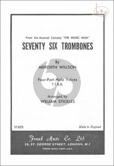 Seventy Six Trombones TTBB-Piano Arr. Stickles