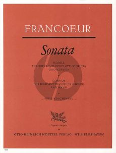 Francoeur Sonate d-moll Sopranblockflöte-Bc (Fritz Koschinsky)