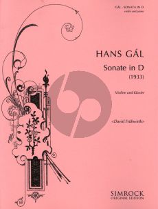 Gal Sonata D-major Violin and Piano (1933) (edited Davis Fruhwirth)