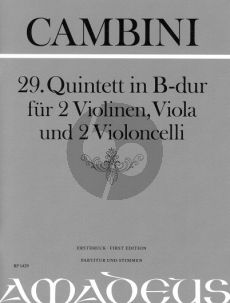 Cambini Quintet No.29 B-flat major 2 Violins-Viola-2 Violoncellos (Score/Parts) (Bernhard Pauler)