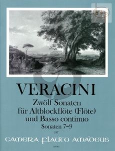 Veracini 12 Sonaten Vol.3 No. 7 - 9 Treble Recorder [Flute]-Bc (edited by Winfried Michel)