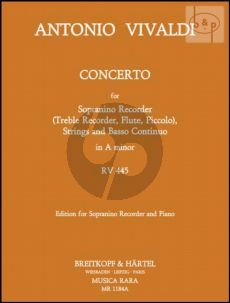 Concerto a-minor RV 455 (Sopranino[Treble/Flute/ Piccolo]-Strings-Bc)