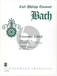 Bach Triosonate a-moll WQ 148 Flöte-Violine[Ob.]-Bc) (Part./Stimmen) (Kurt Walther)