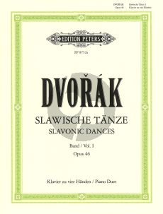 Dvorak Slawische Tanze Vol.1 Op.46 for Piano 4 Hands (Eberhardt) (Peters Urtext Verlag)