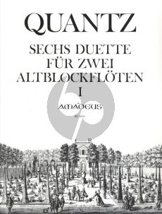 Quantz  6 Duette Op.2 Vol.1 (No.1 - 3) (QV 3:2.1 - 2.3) fur 2 Altblockfloten Spielpartur (Herausgeber Bernhard Pauler)