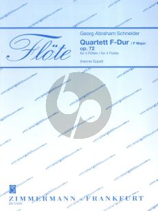 Schneider Quartett F-dur Op. 72 4 Flöten (Part./Stimmen) (Henner Eppel)