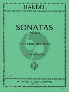 Handel 6 Sonatas Vol. 2 (No. 4 - 6) Violin and Piano (Zino Francescatti)