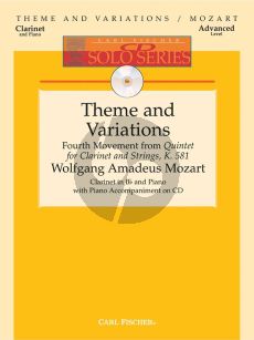 Mozart Theme and Variations (from Quintet KV 581 Clarinet-Strings) for Clarinet and Piano Book with Cd (advanced level)