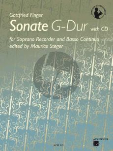 Finger Sonate G-dur (Bk-Cd) ((Play-Along CD in 3 Tempi) (edited by Maurice Steger)