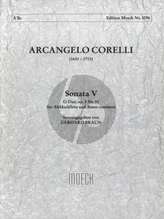 Corelli Sonate Op.5 No.11 G-dur Altblockflöte und Bc (Gerhard Braun)