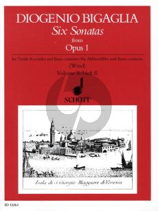 Bigaglia 6 Sonatas Op. 1 Vol. 2 Treble Recorder and bc (Thiemo Wind)