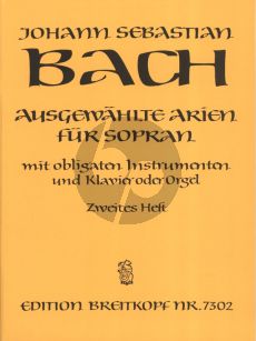 Bach Ausgewahlte Arien Vol.2 (Sopran Stimme mit Obligate Instrumente (Fl./Ob./Vi.]-Klavier[Orgel) (Score/Parts) (Eusebius Mandyczewski)