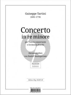 Tartini Konzert d-Moll D45 Violine und Streicher Stimmenset (2-2-1-1-1) (Herausgegeben von Rudolf Baumgartner)