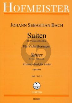 Bach 6 Suiten Vol.2 BWV 1010 - 1012 fur Viola (für Viola übertragen vo Fritz Spindler)