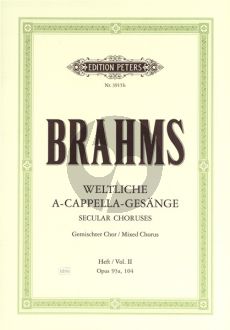 Brahms Weltliche Gesange Vol. 2 Op. 93a - 104 SATB (Kurt Soldan)