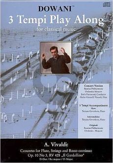 Vivaldi Concerto D-major RV 428 (Op.10 No.3) "Il Gardelino" Flute-Strings-Bc (Flute solo part with CD) (Dowani)