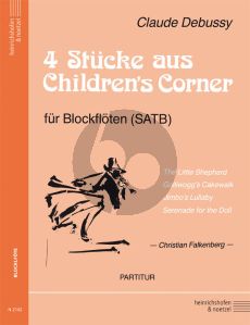 Debussy 4 Stucke aus Children's Corner 4 Blockfloten (SATB) Partitur (arr. Chr.Falkenberg)