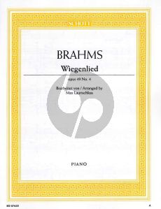 Brahms Wiegenlied Op.49 No.4 (Guten Abend Guten Nacht) Piano Solo (Edited by Max Laurischkus)
