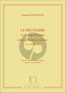 Poulenc  Le Bestiaire sur Poemes de G. Apollinaire for Voice and Piano (English words by P. Pinkerton /Deutsch von L. Melitz)