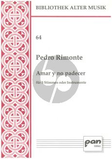 Rimonte Amar y no padecer (5 mixed Voices or Instr.) (Score/Parts)