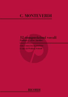 Monteverdi 12 Vocal Compositions Profane & Sacred Vocal and Piano