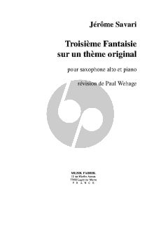 Savari Troisième Fantaisie for alto saxophone and piano