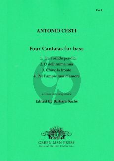 Cesti 4 Cantatas for Bass Voice Eflat-f' and Bc (edited by Barbara Sachs)