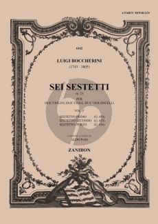 Boccherini 6 Sestetti for Strings Op.23 Vol.2 (G.457 - 458 - 459) 2 Vi.-2 Va.-2 Vc. (Score) (edited by Aldo Pais)