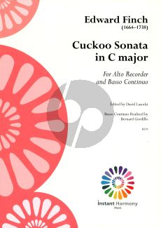 Finch Cuckoo Sonata in C-Major Alto Recorder-Bc (Edited by David Lasocki)
