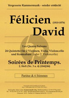 David Soirées du Printemps Heft 2 No. 3 - 4 2 Violinen-Viola-Violoncello und Kontrabass (Vc.) (Part./Stimmen) (Klaus Locher)